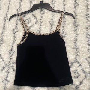 Brandy Melville black/cheetah tank top